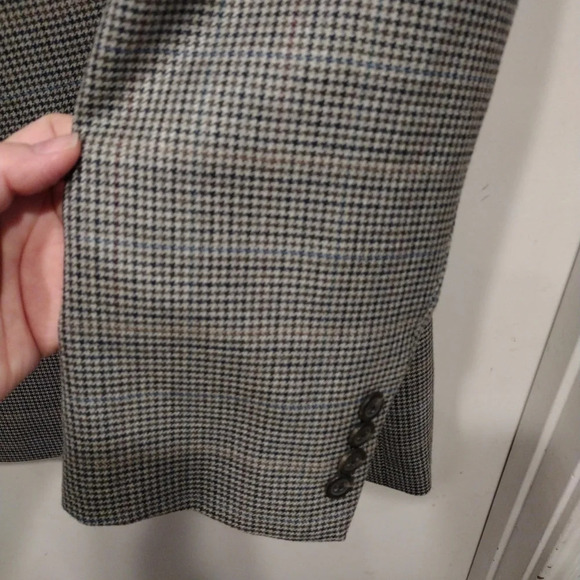 Chaps Men's Multicolor Hounds tooth Silk & Wool Blend Blazer Jacket Size 40S - Picture 5 of 9